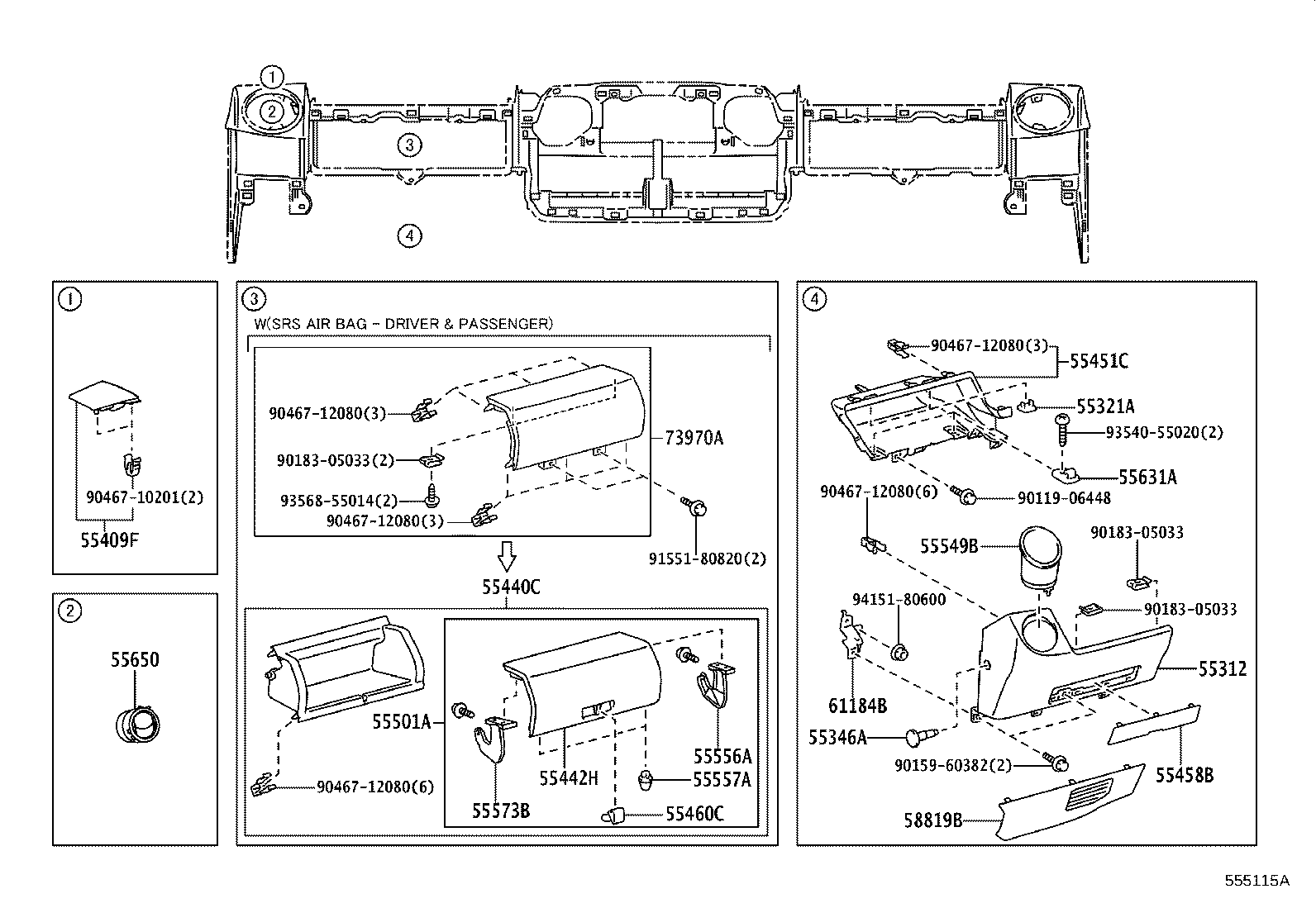 55306-37074 BRACE SUB-ASSY, INSTRUMENT PANEL, NO.1 product image