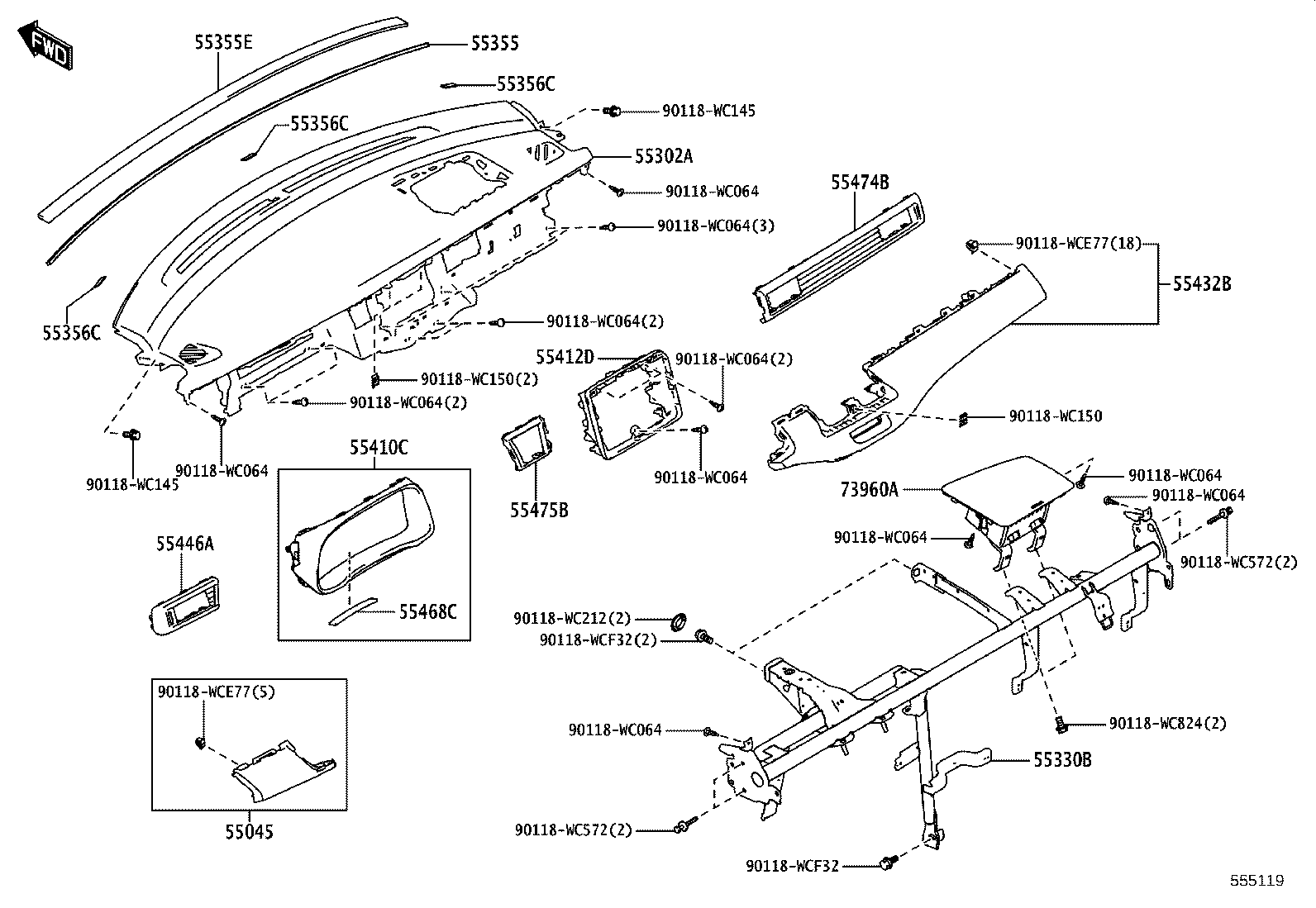 55302-WC006 PANEL SUB-ASSY, INSTRUMENT, UPPER product image
