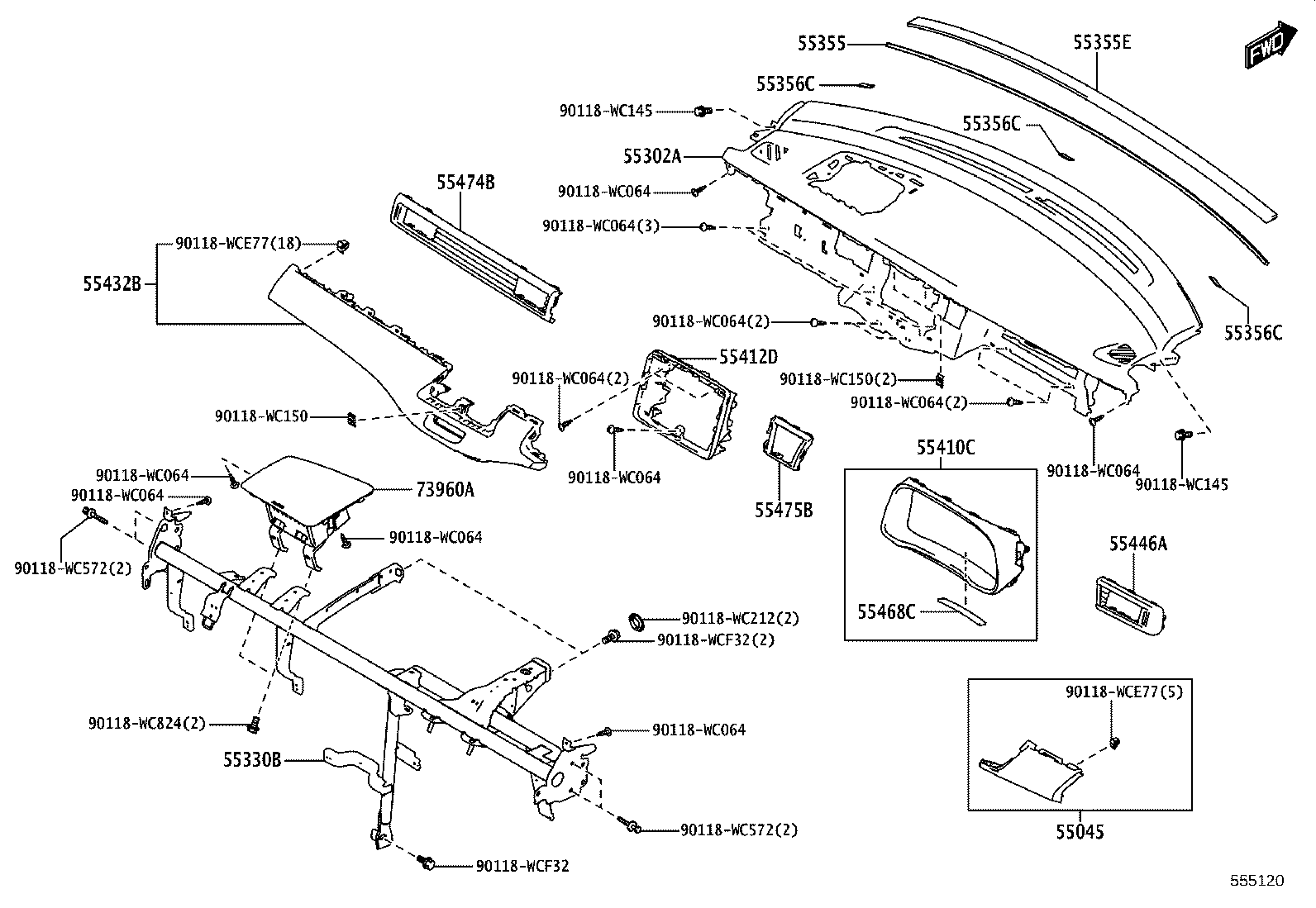 55302-WC006 PANEL SUB-ASSY, INSTRUMENT, UPPER product image