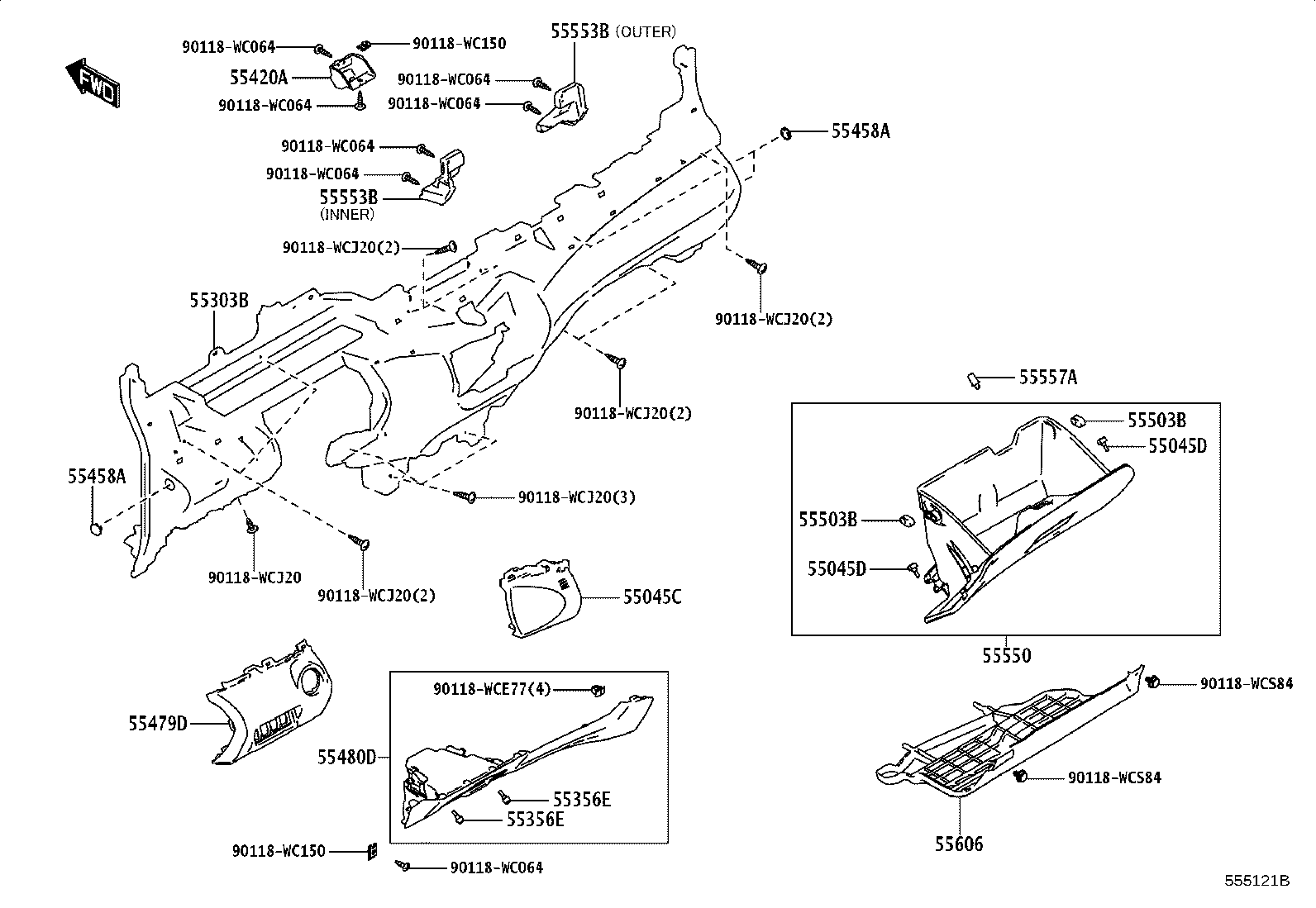 55302-WC006 PANEL SUB-ASSY, INSTRUMENT, UPPER product image