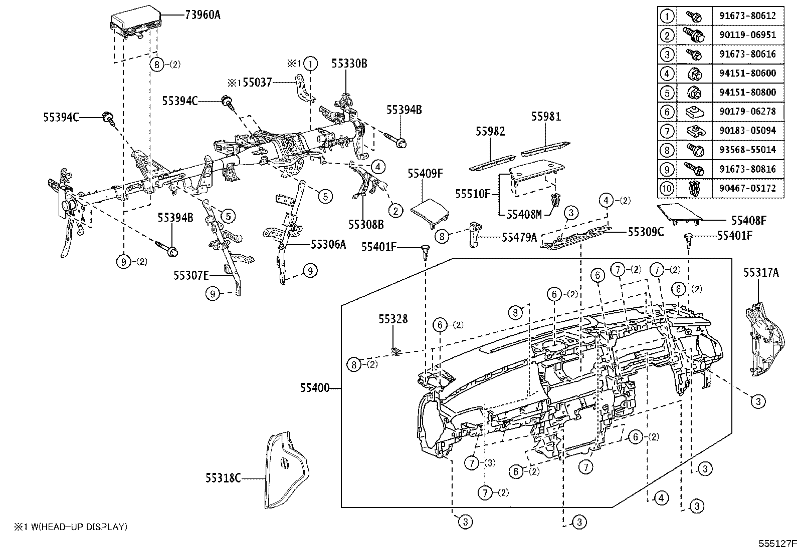 55054-33150 STOPPER SUB-ASSY, GLOVE COMPARTMENT DOOR product image