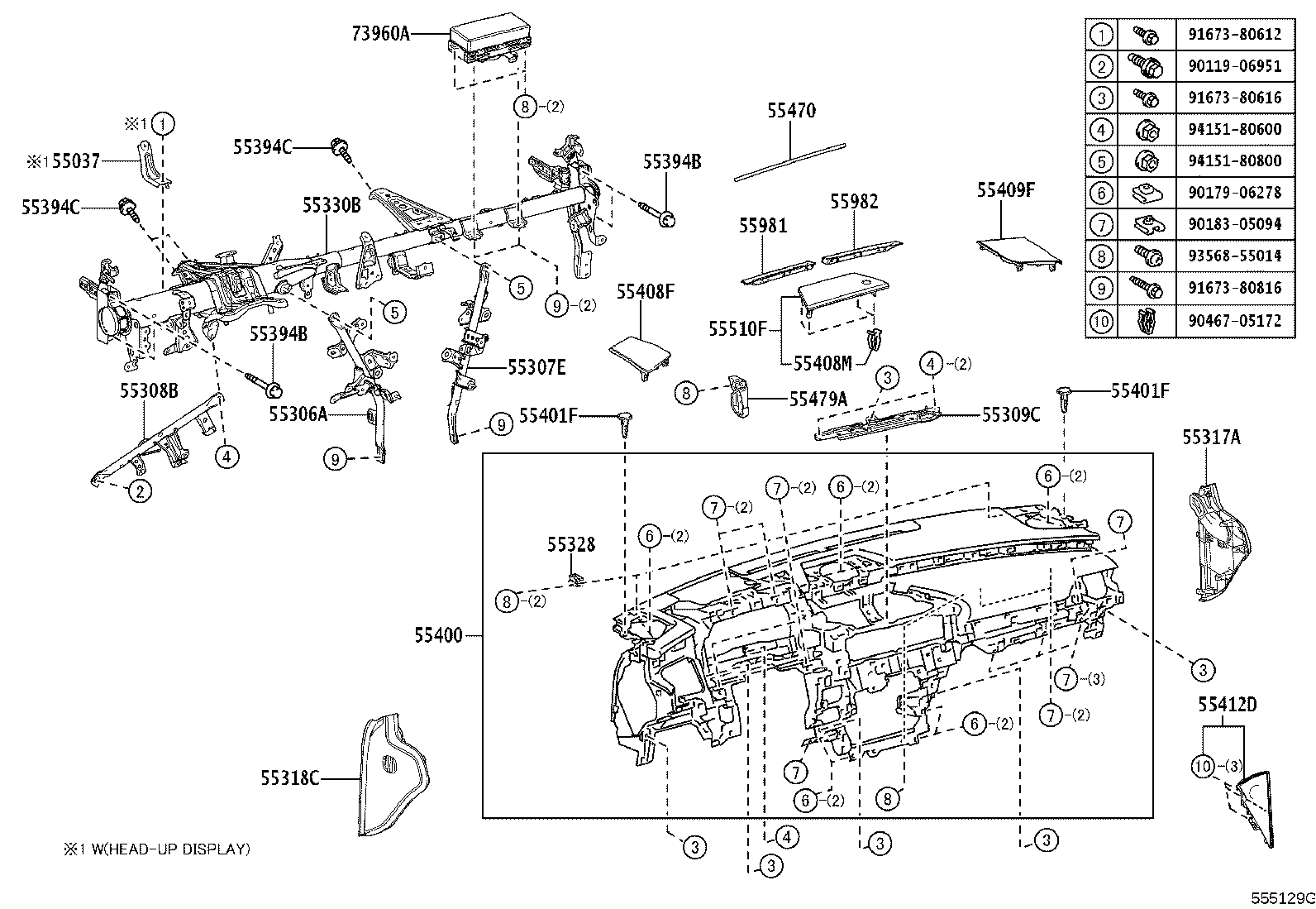55054-33150 STOPPER SUB-ASSY, GLOVE COMPARTMENT DOOR product image