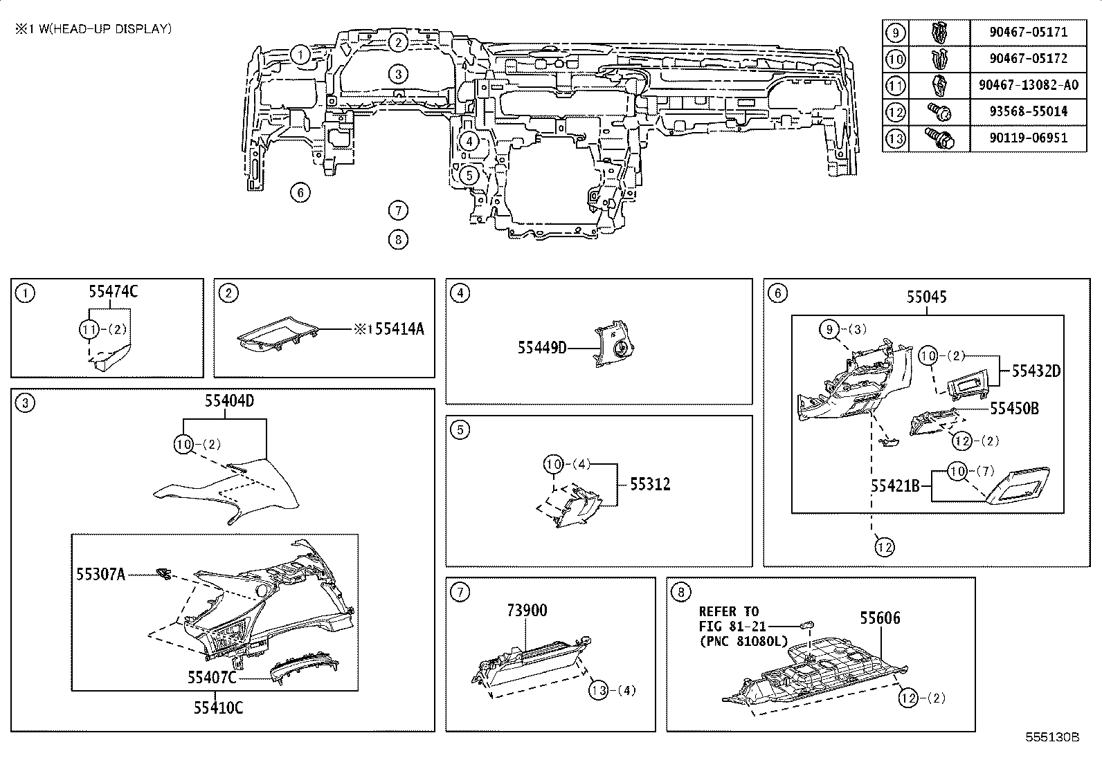 55054-33150 STOPPER SUB-ASSY, GLOVE COMPARTMENT DOOR product image