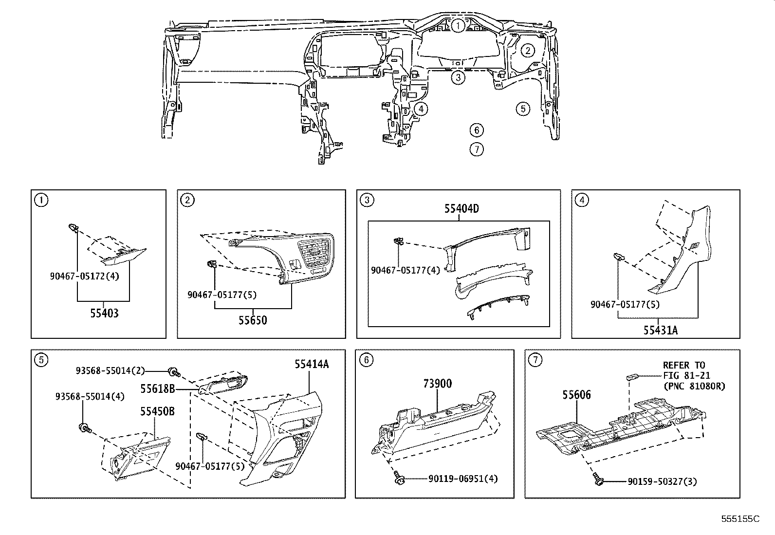 55306-78040 BRACE SUB-ASSY, INSTRUMENT PANEL, NO.1 product image