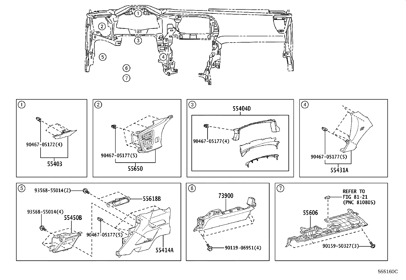 55306-78040 BRACE SUB-ASSY, INSTRUMENT PANEL, NO.1 product image