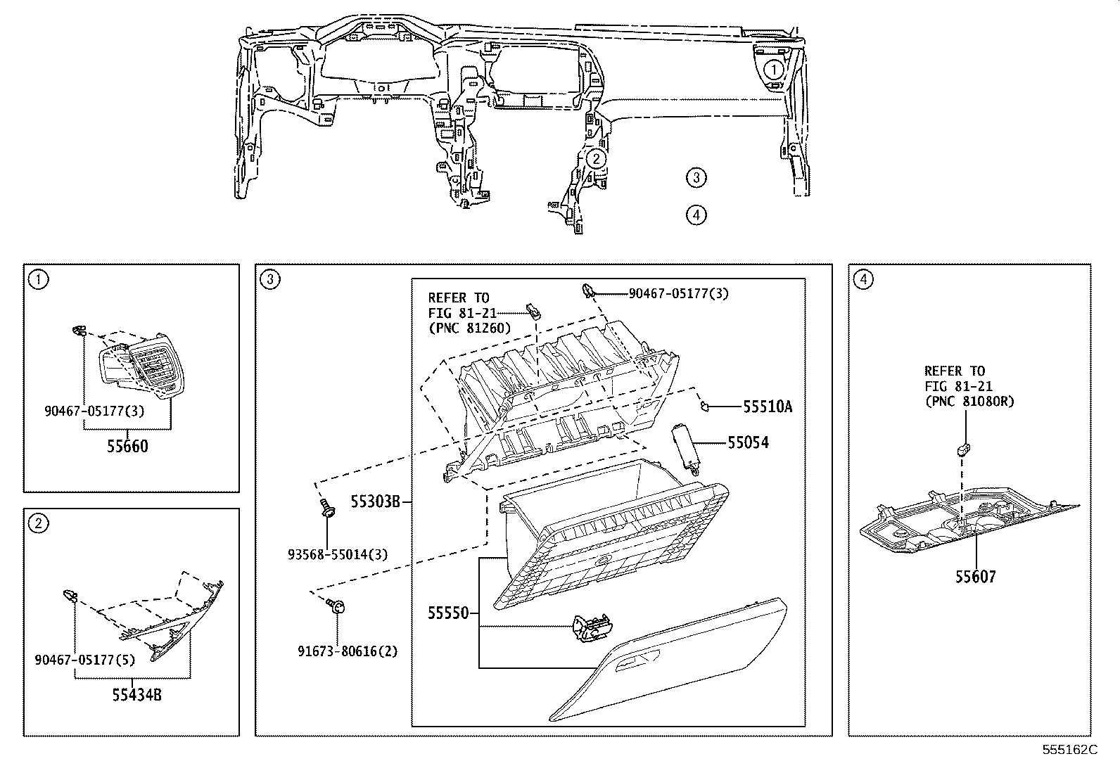 55306-78040 BRACE SUB-ASSY, INSTRUMENT PANEL, NO.1 product image