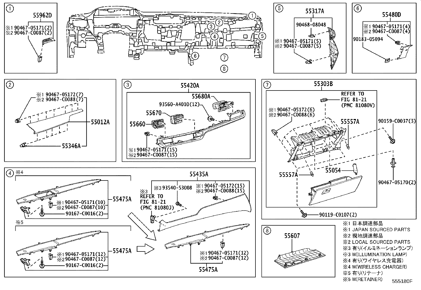55405-08100 PANEL SUB-ASSY, INSTRUMENT CLUSTER FINISH, CENTER product image