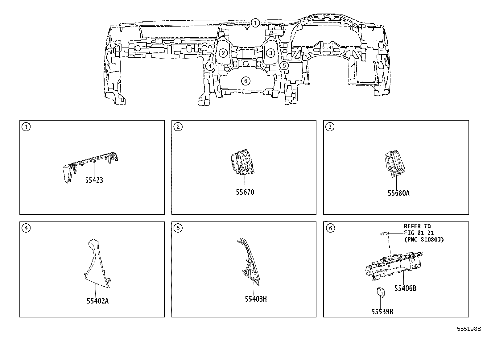 55306-60230 BRACE SUB-ASSY, INSTRUMENT PANEL, NO.1 product image