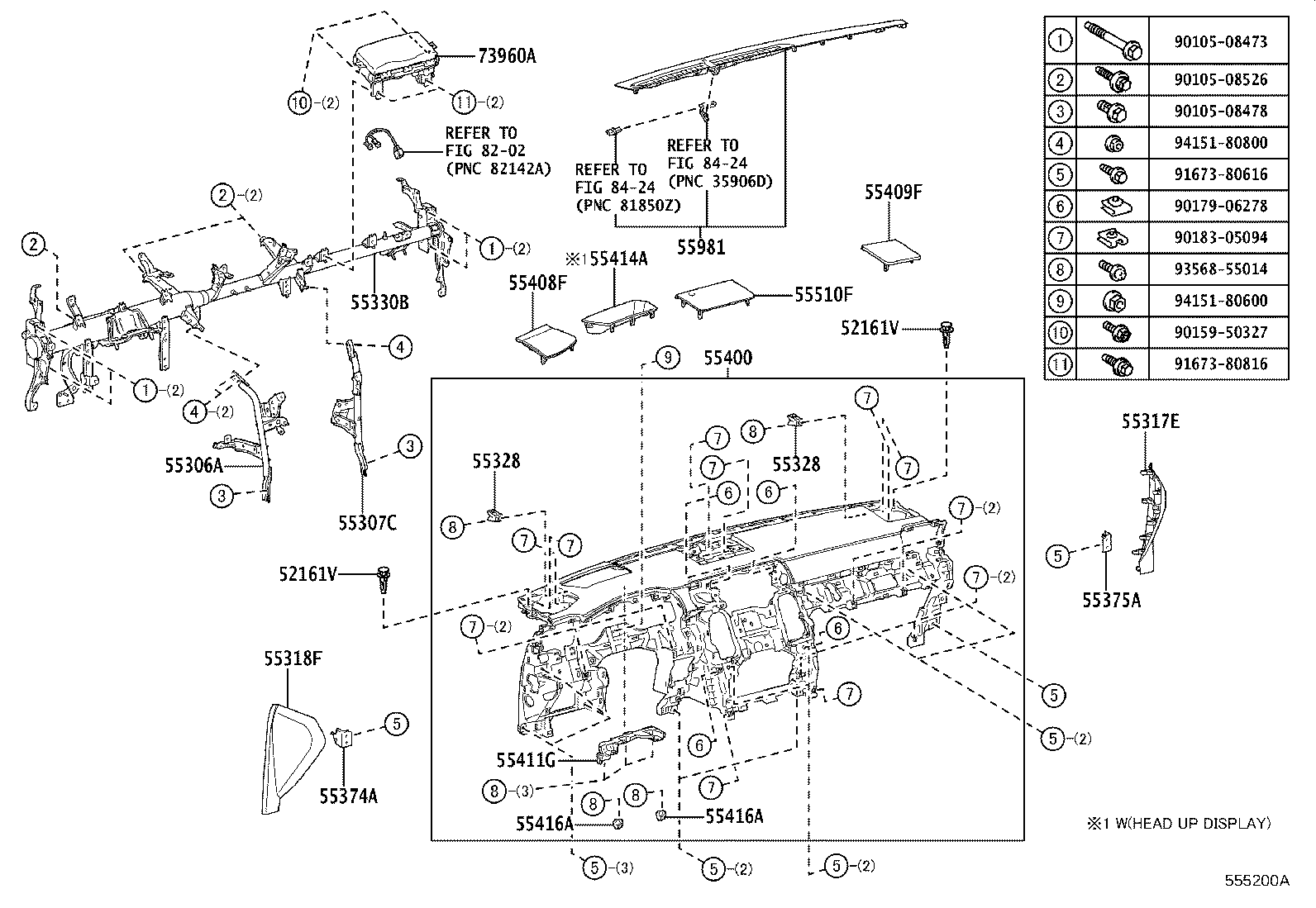 55306-60230 BRACE SUB-ASSY, INSTRUMENT PANEL, NO.1 product image