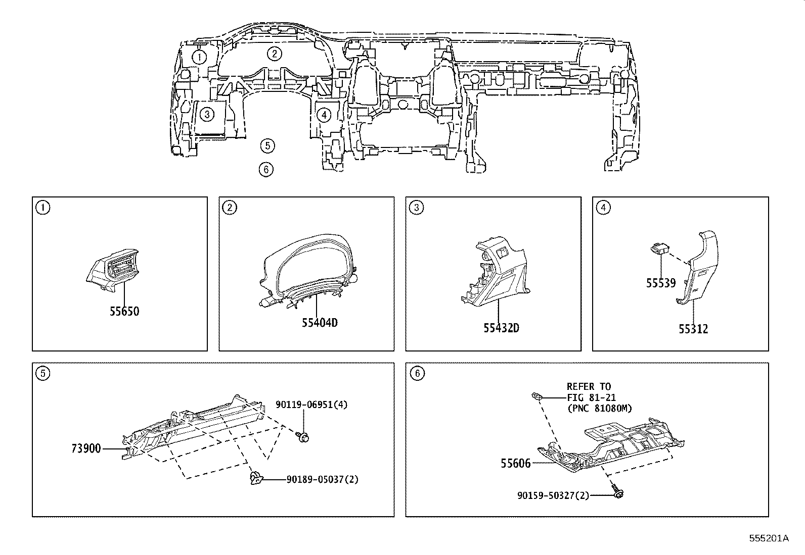 55306-60230 BRACE SUB-ASSY, INSTRUMENT PANEL, NO.1 product image