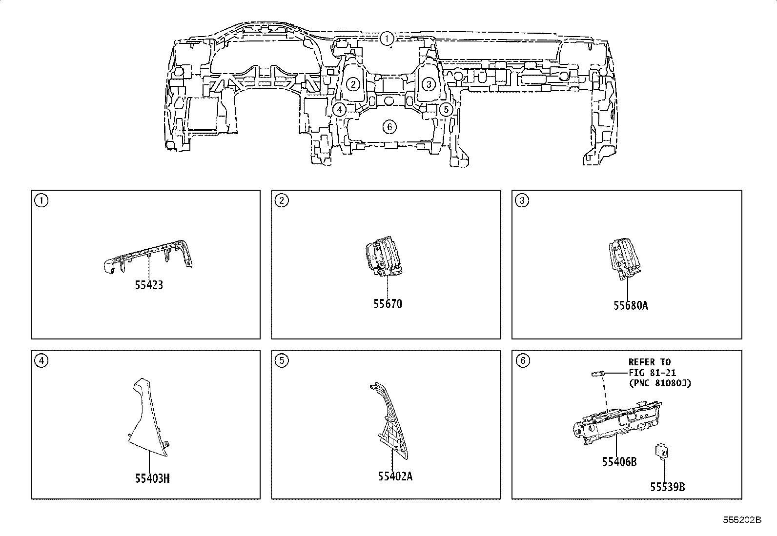55306-60230 BRACE SUB-ASSY, INSTRUMENT PANEL, NO.1 product image