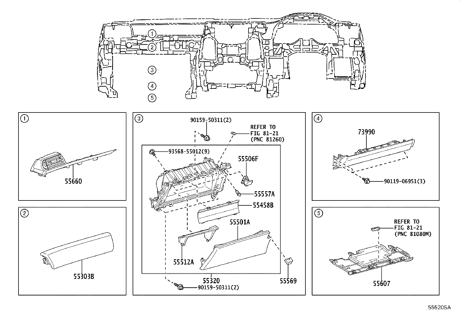55306-60230 BRACE SUB-ASSY, INSTRUMENT PANEL, NO.1 product image