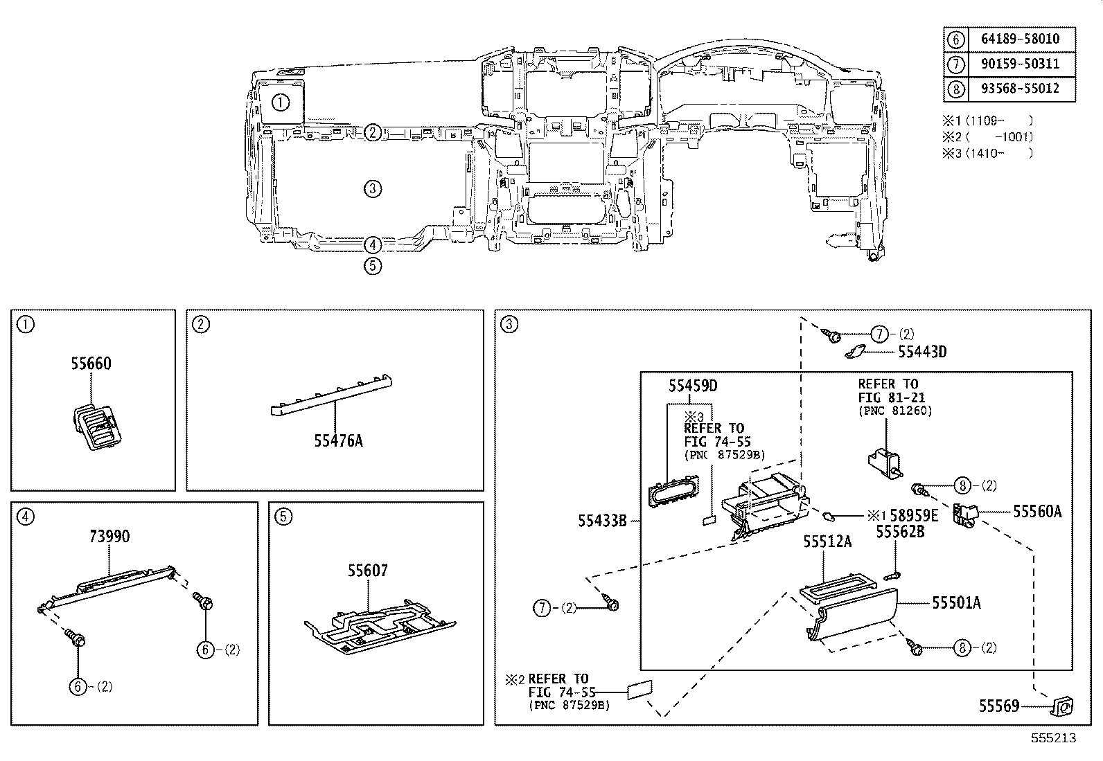 55405-60510 PANEL SUB-ASSY, INSTRUMENT CLUSTER FINISH, CENTER product image