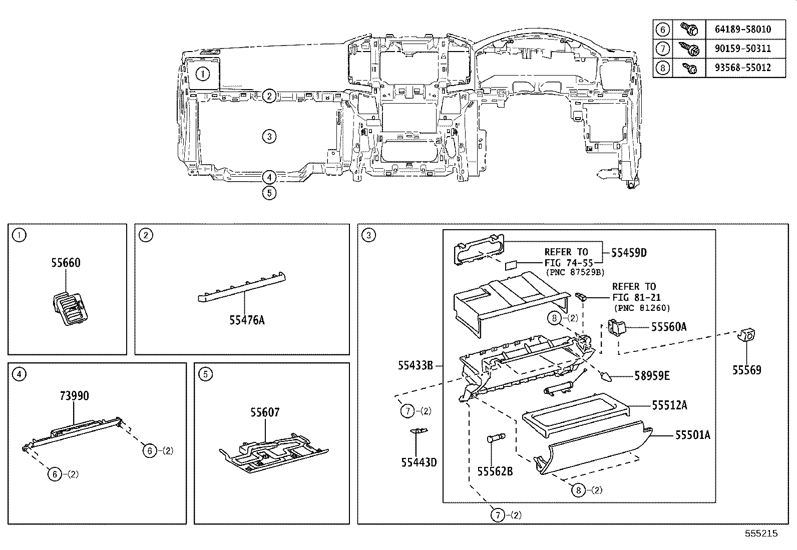 55405-60510 PANEL SUB-ASSY, INSTRUMENT CLUSTER FINISH, CENTER product image