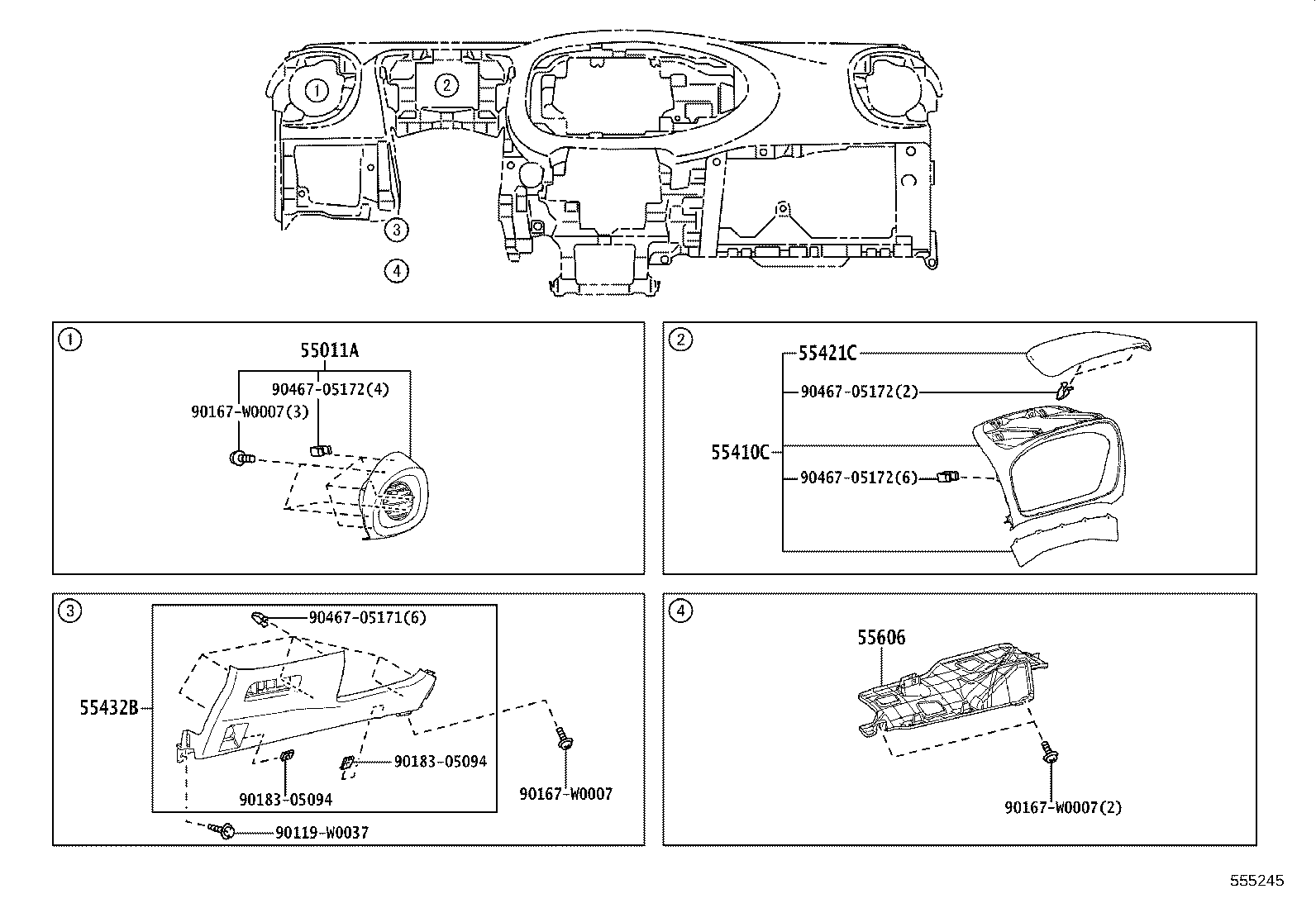 55302-0H040-C0 PANEL SUB-ASSY, INSTRUMENT, UPPER product image