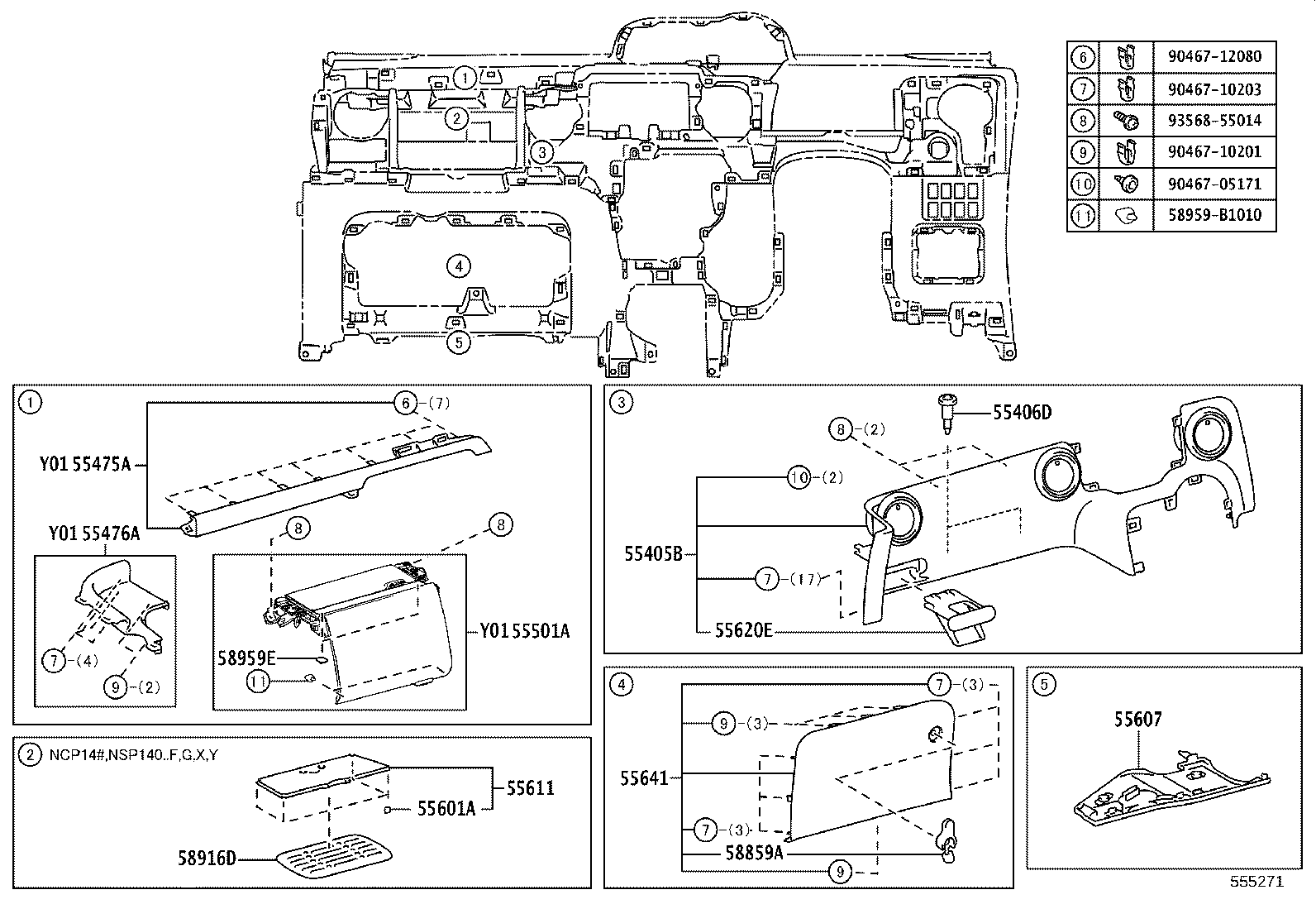 55349-52220 CUSHION, INSTRUMENT PANEL product image