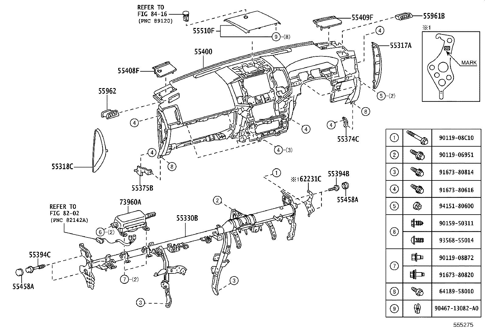 55405-60510 PANEL SUB-ASSY, INSTRUMENT CLUSTER FINISH, CENTER product image
