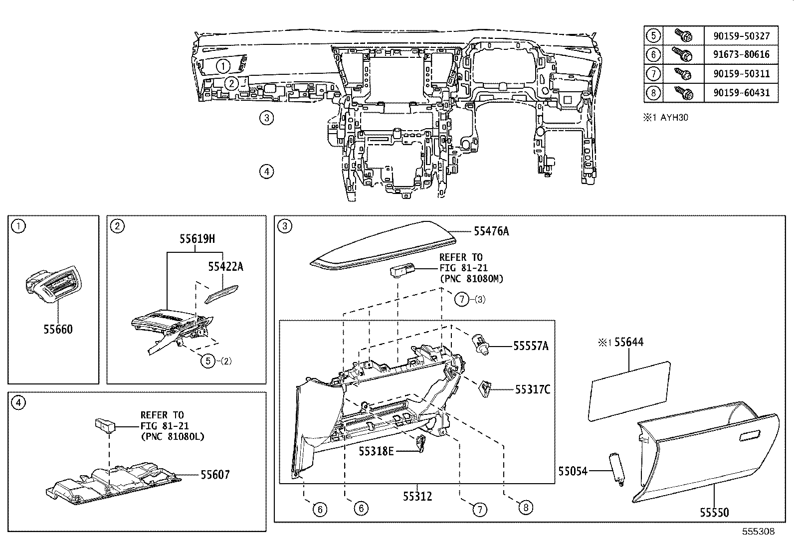 55405-58330 PANEL SUB-ASSY, INSTRUMENT CLUSTER FINISH, CENTER product image