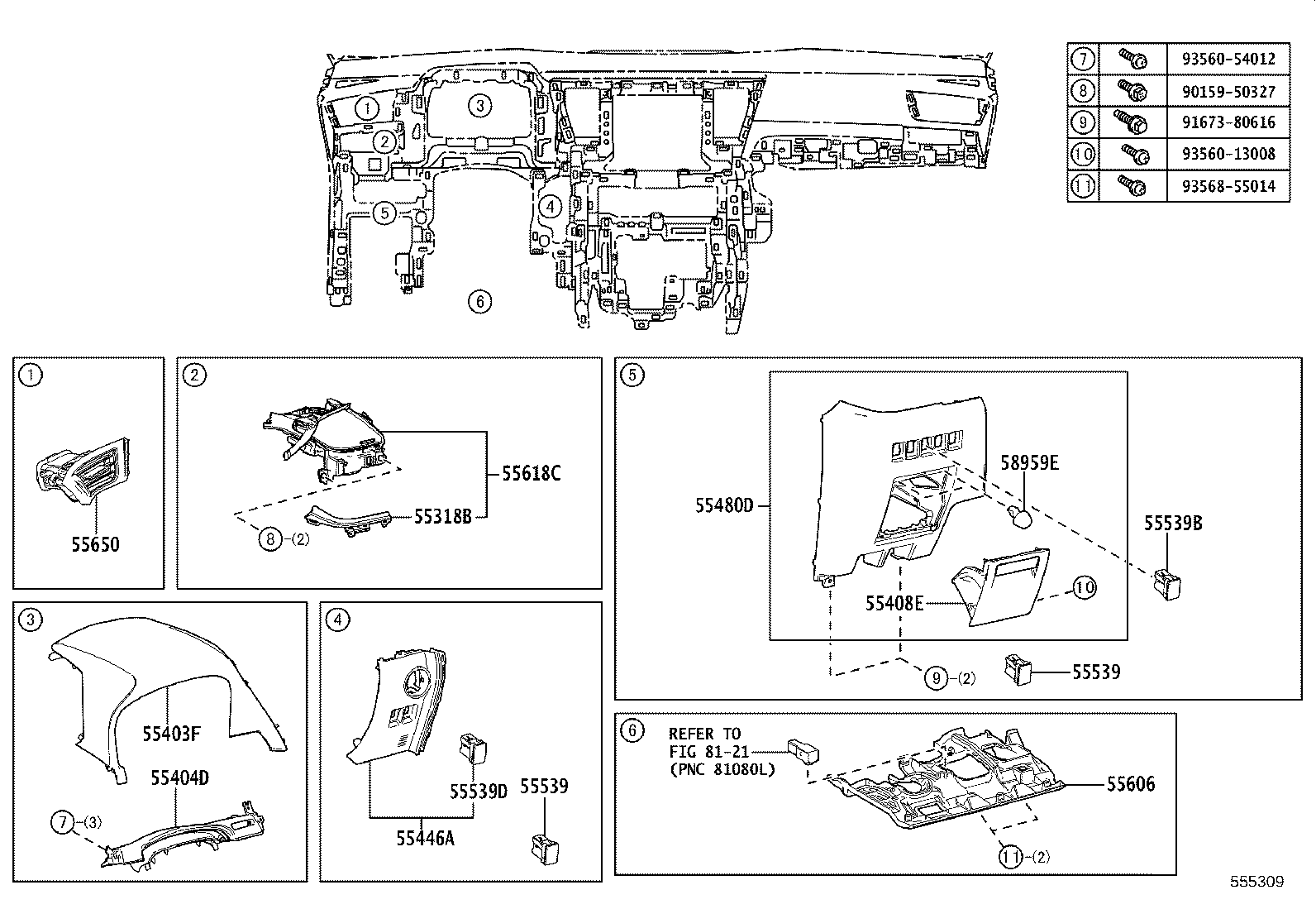 55405-58330 PANEL SUB-ASSY, INSTRUMENT CLUSTER FINISH, CENTER product image
