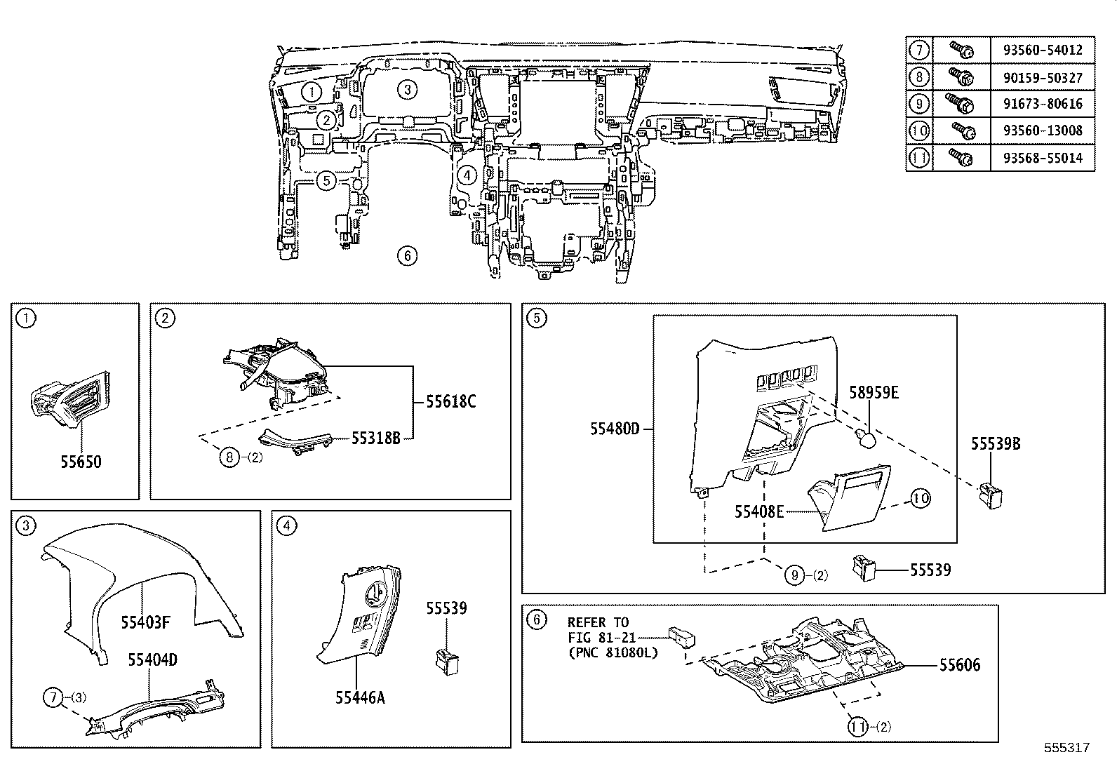 55405-58330 PANEL SUB-ASSY, INSTRUMENT CLUSTER FINISH, CENTER product image