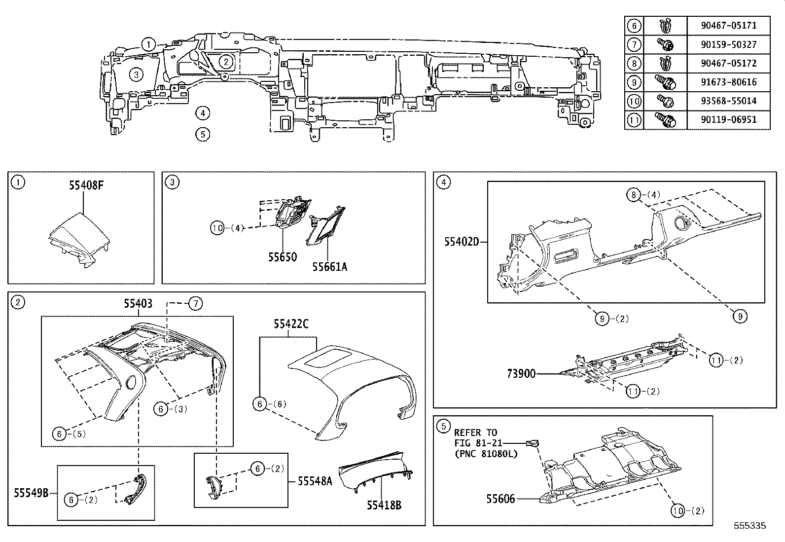 55044-11010-C2 PANEL SUB-ASSY, INSTRUMENT PANEL FINISH, UPPER product image