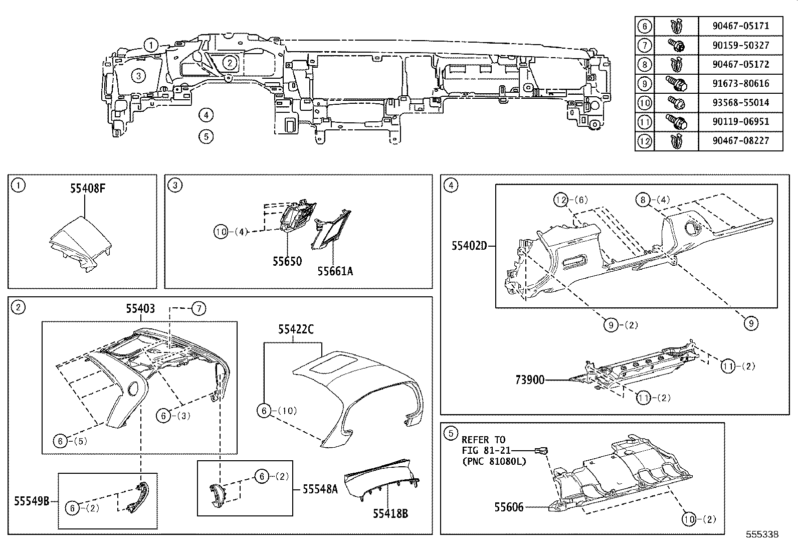 55044-11010-C2 PANEL SUB-ASSY, INSTRUMENT PANEL FINISH, UPPER product image