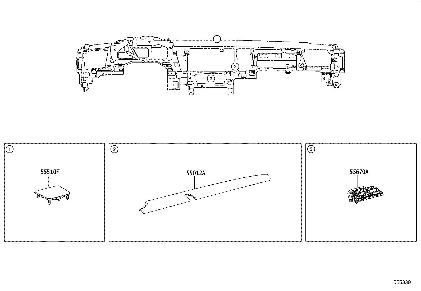 55044-11010-C2 PANEL SUB-ASSY, INSTRUMENT PANEL FINISH, UPPER product image