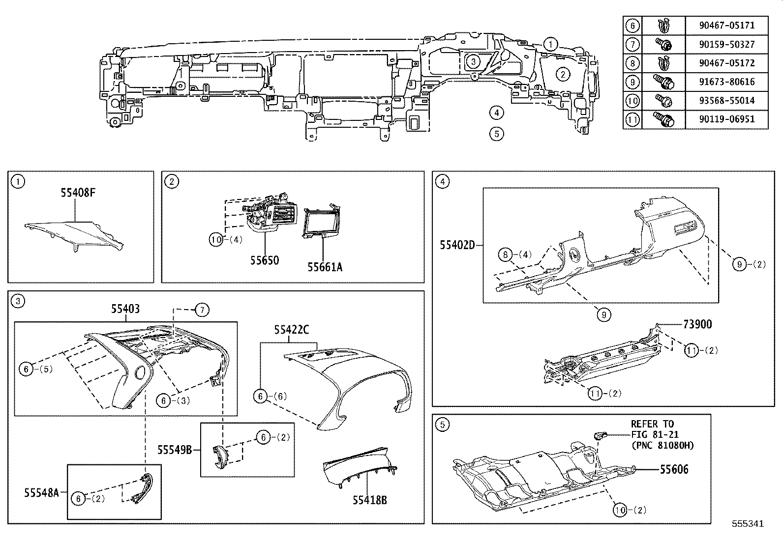 55044-11010-C2 PANEL SUB-ASSY, INSTRUMENT PANEL FINISH, UPPER product image