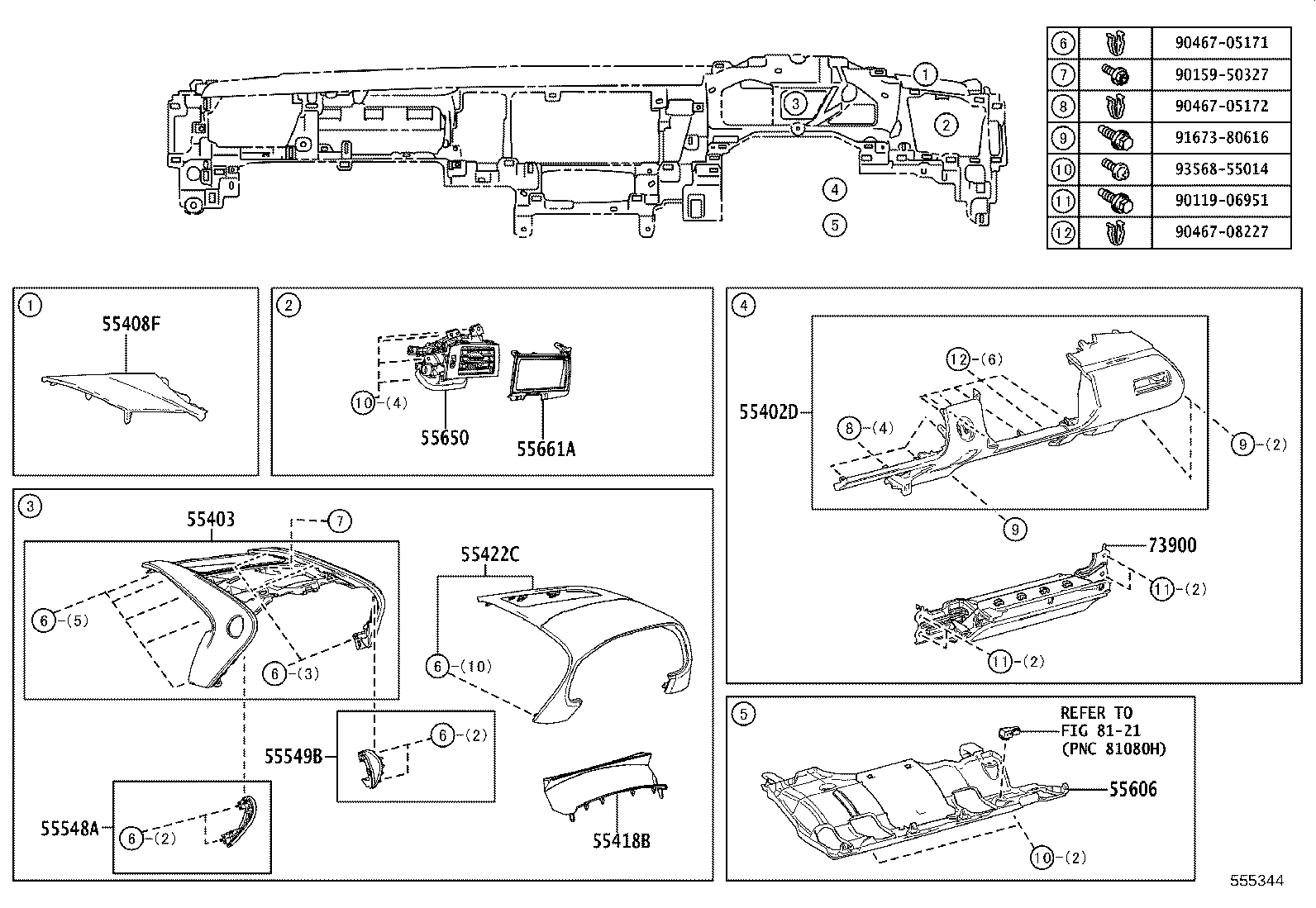 55044-11010-C2 PANEL SUB-ASSY, INSTRUMENT PANEL FINISH, UPPER product image