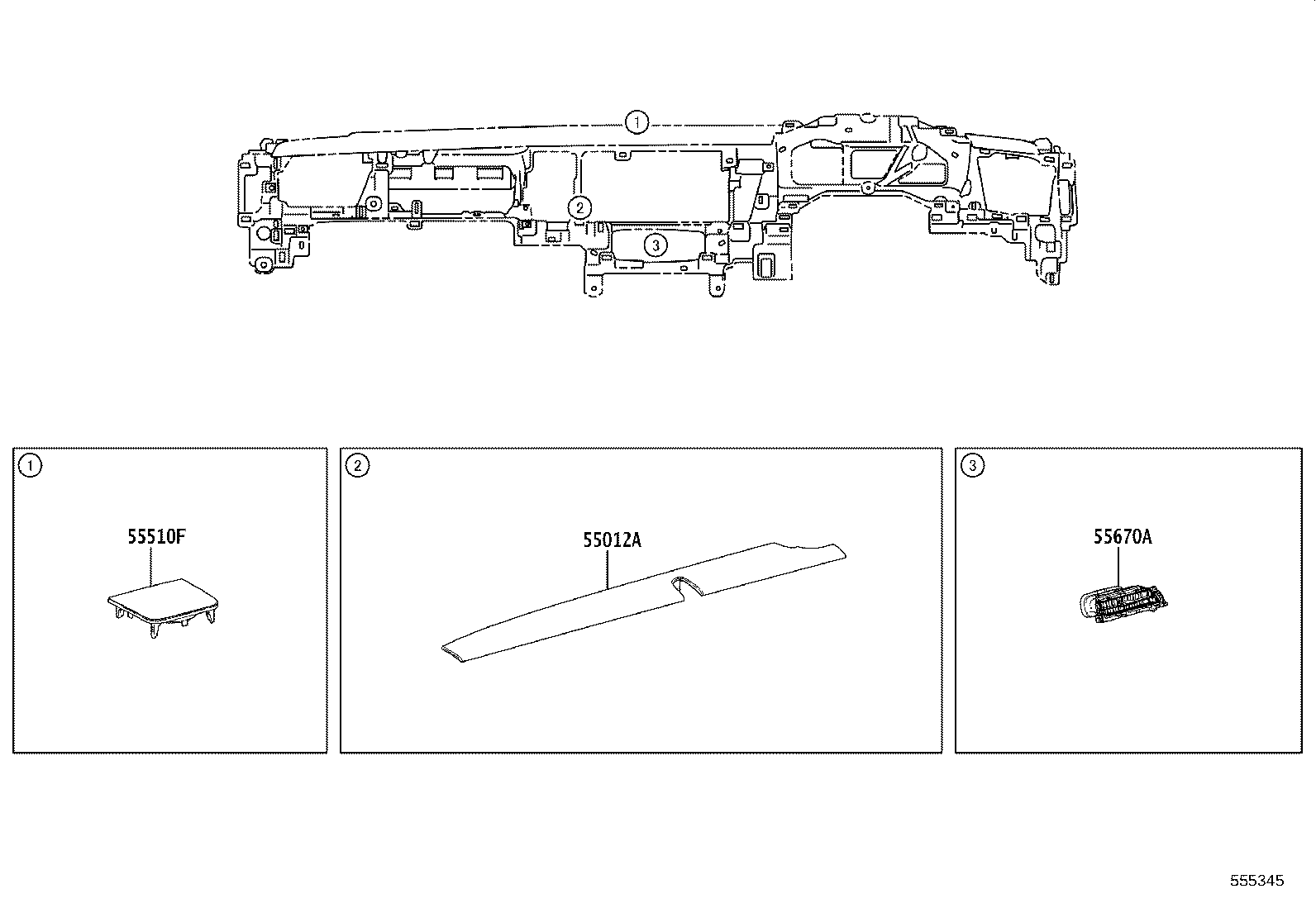 55044-11010-C2 PANEL SUB-ASSY, INSTRUMENT PANEL FINISH, UPPER product image