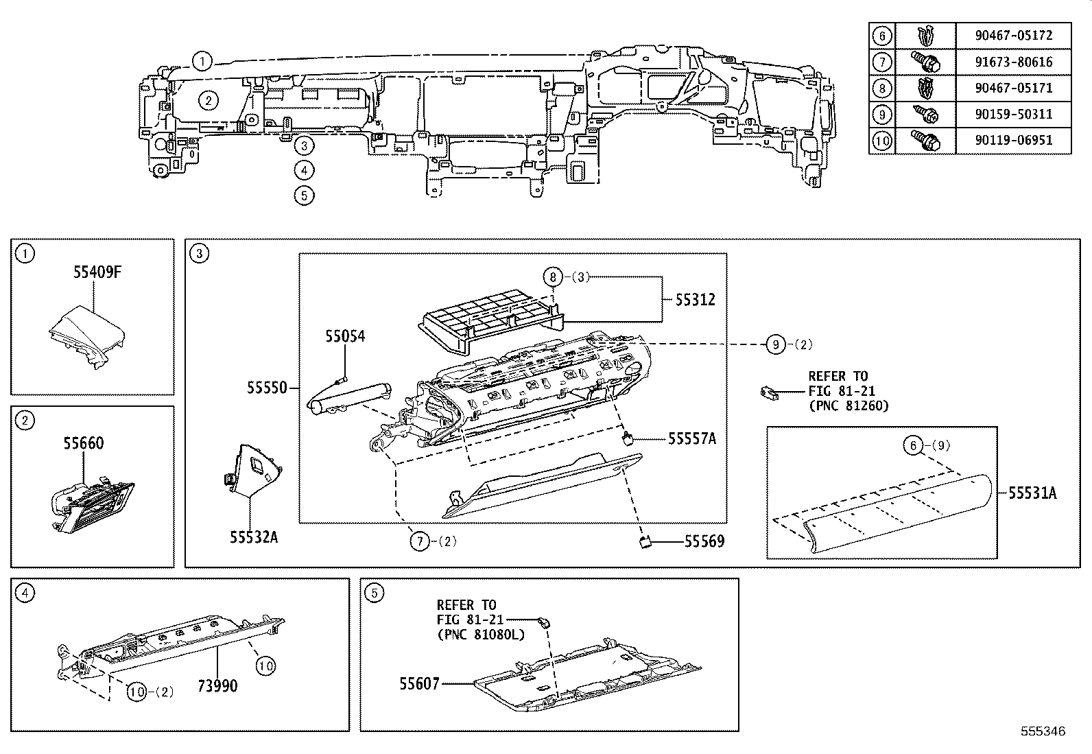 55044-11010-C2 PANEL SUB-ASSY, INSTRUMENT PANEL FINISH, UPPER product image