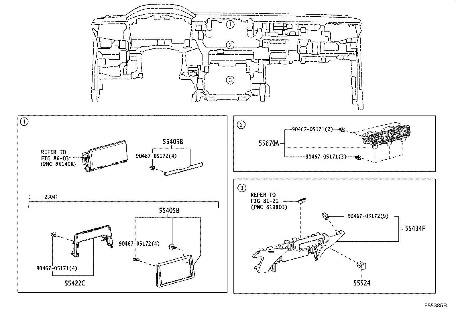 55306-0A080 BRACE SUB-ASSY, INSTRUMENT PANEL, NO.1 product image