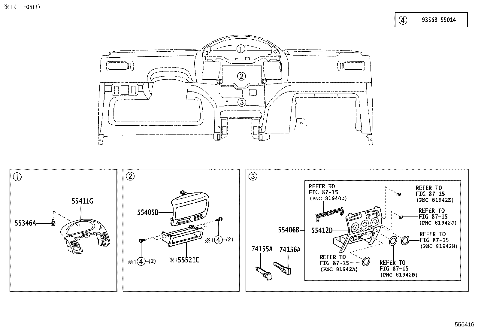 55405-0D210 PANEL SUB-ASSY, INSTRUMENT CLUSTER FINISH, CENTER product image