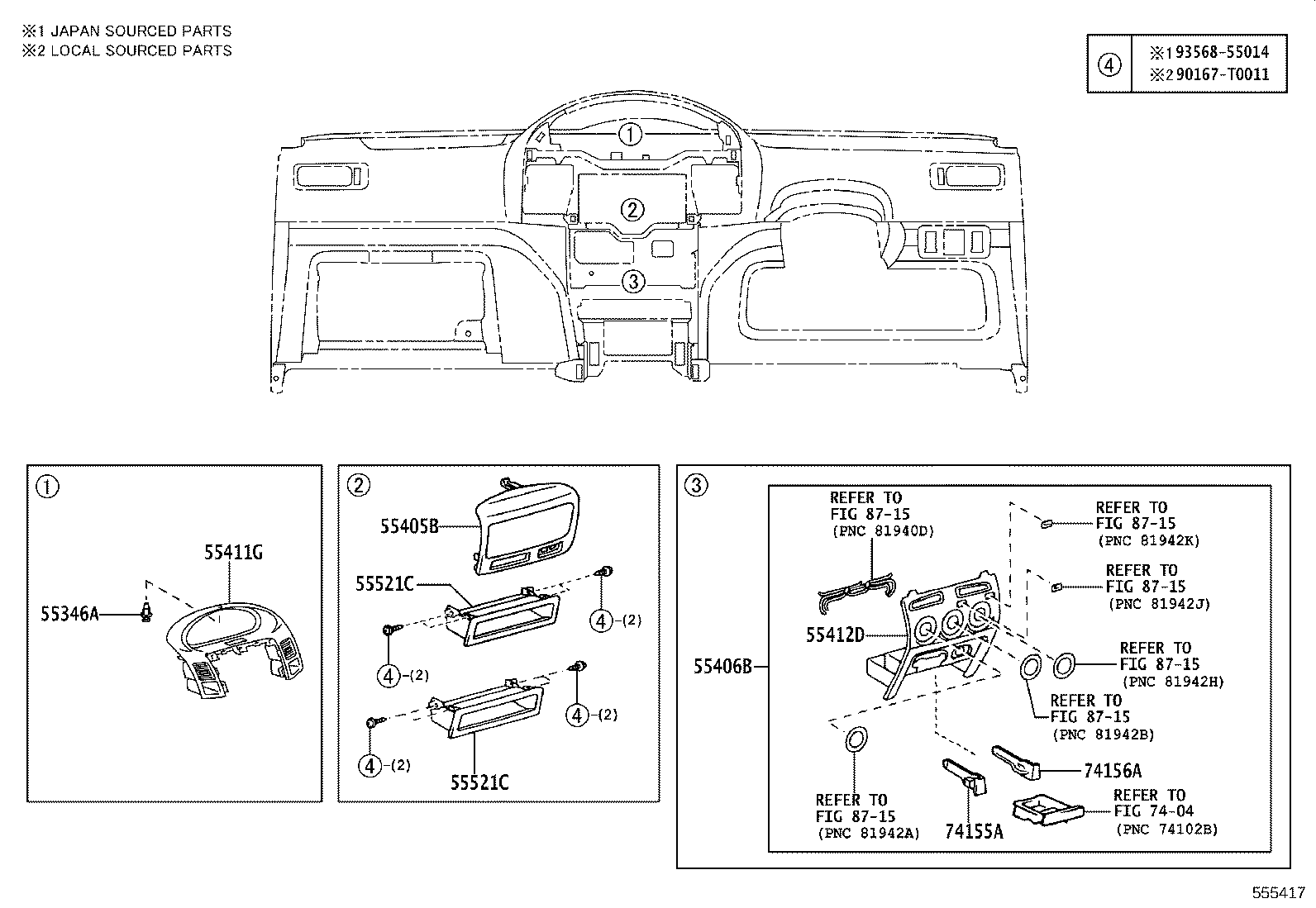 55405-0D210 PANEL SUB-ASSY, INSTRUMENT CLUSTER FINISH, CENTER product image