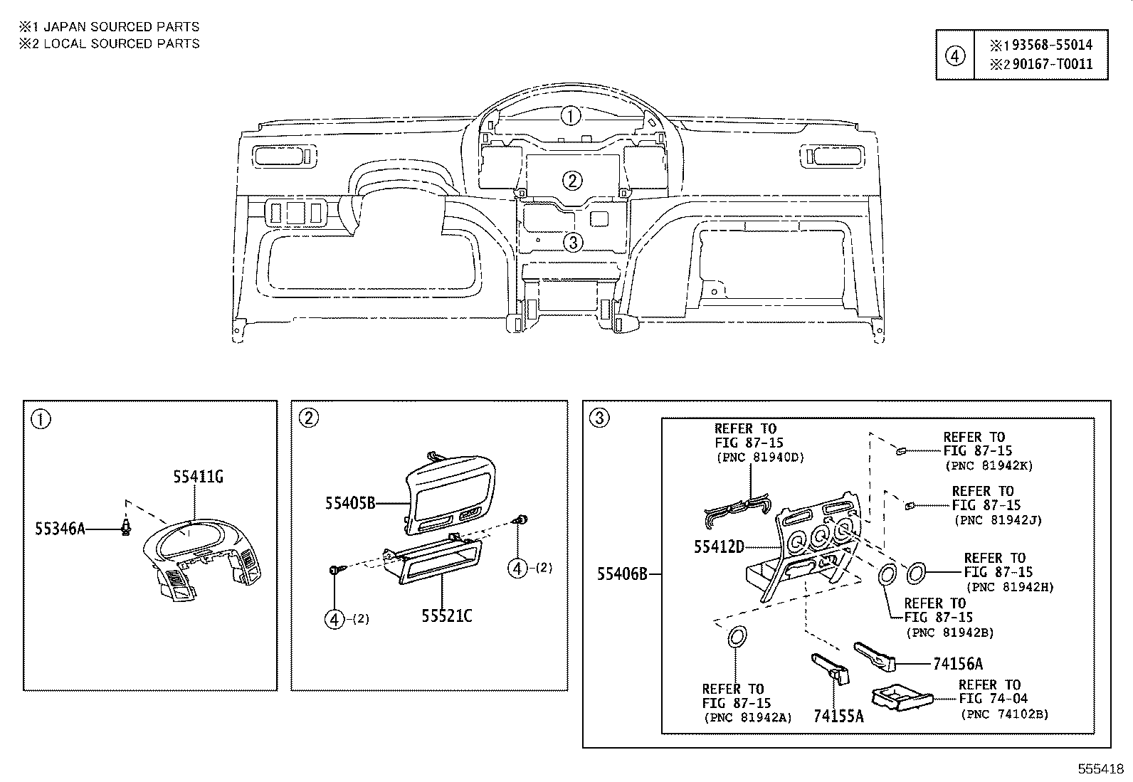 55405-0D210 PANEL SUB-ASSY, INSTRUMENT CLUSTER FINISH, CENTER product image
