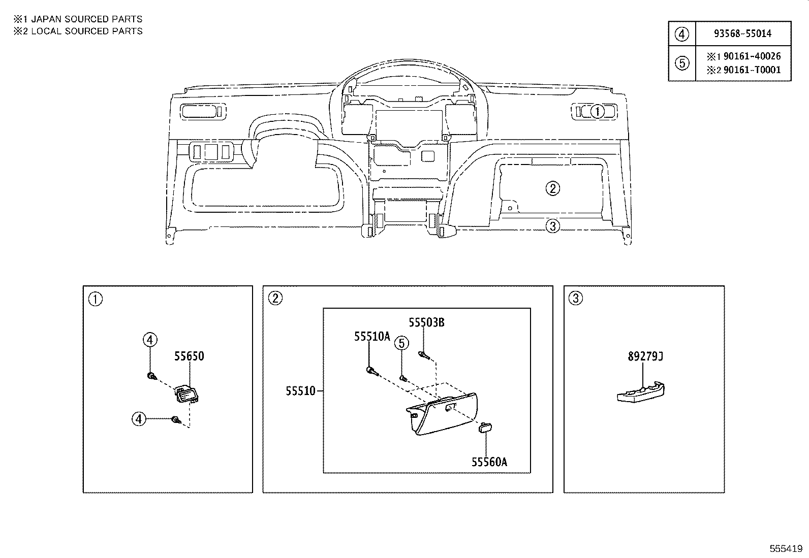 55405-0D210 PANEL SUB-ASSY, INSTRUMENT CLUSTER FINISH, CENTER product image