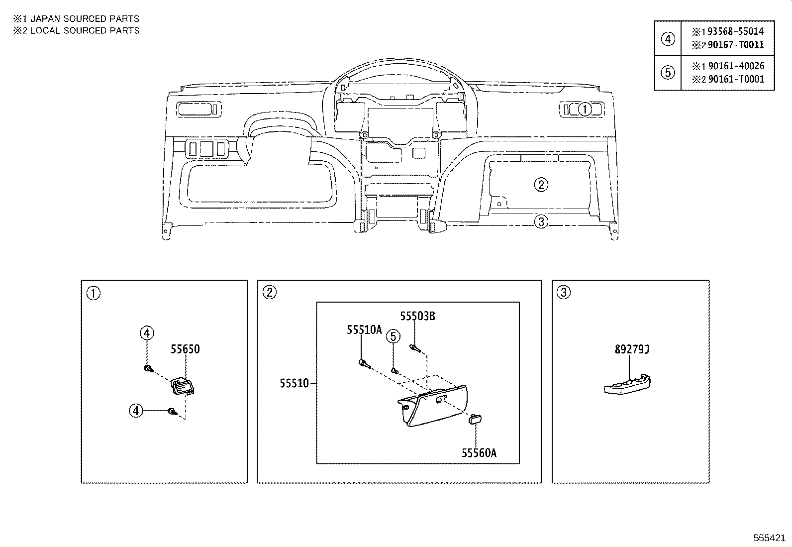55405-0D210 PANEL SUB-ASSY, INSTRUMENT CLUSTER FINISH, CENTER product image