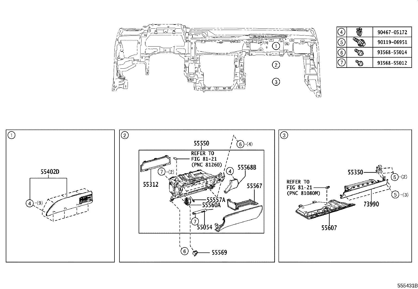 55405-76040 PANEL SUB-ASSY, INSTRUMENT CLUSTER FINISH, CENTER product image