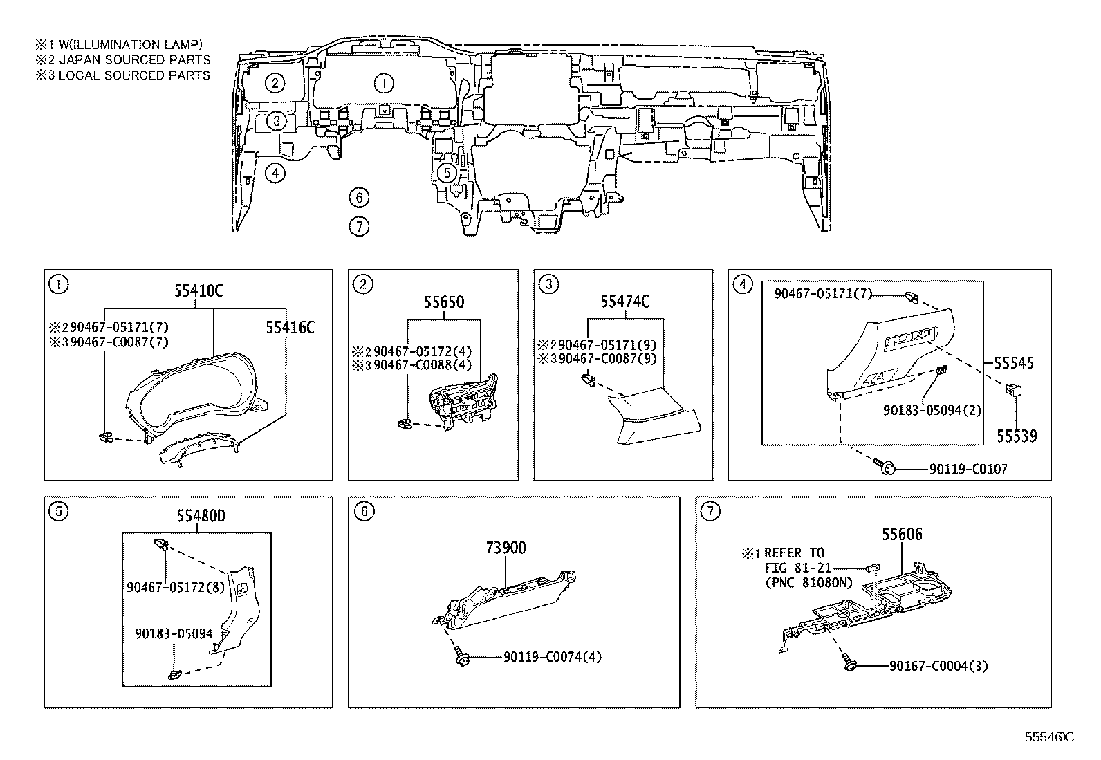 55306-0E150 BRACE SUB-ASSY, INSTRUMENT PANEL, NO.1 product image