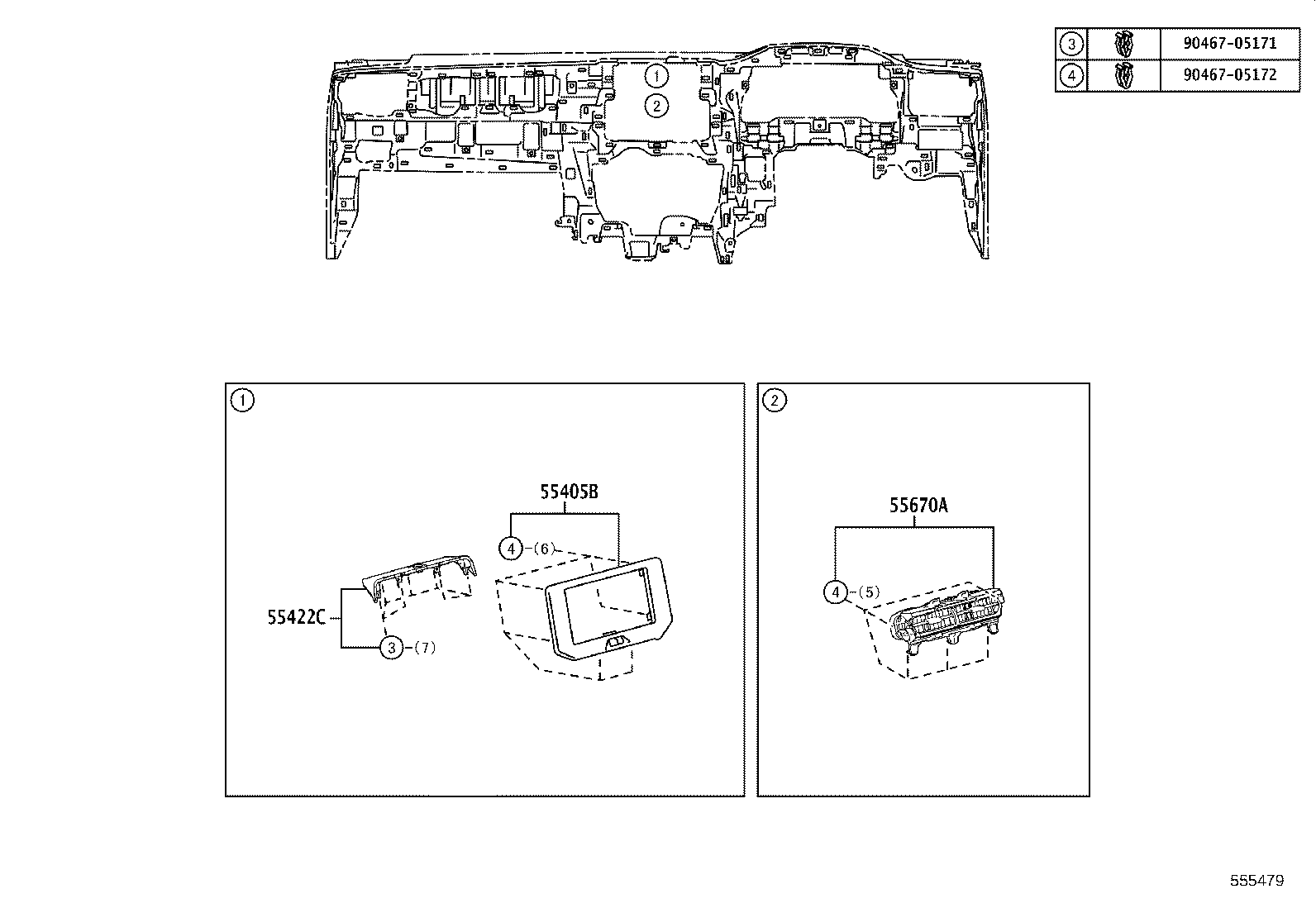 55405-48330 PANEL SUB-ASSY, INSTRUMENT CLUSTER FINISH, CENTER product image