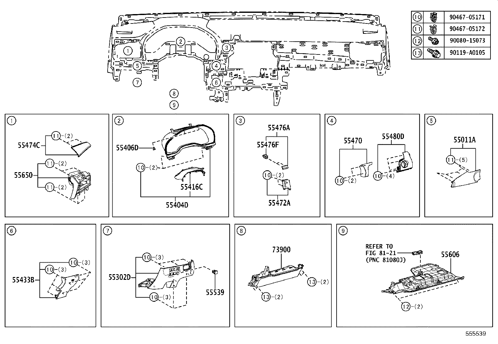 55054-06100 STOPPER SUB-ASSY, GLOVE COMPARTMENT DOOR product image