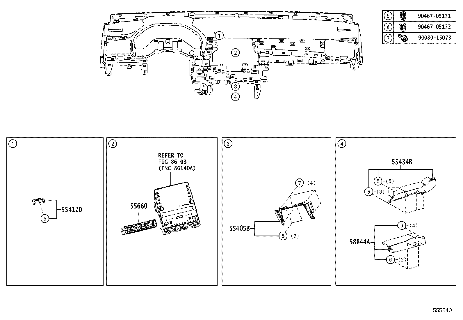 55054-06100 STOPPER SUB-ASSY, GLOVE COMPARTMENT DOOR product image
