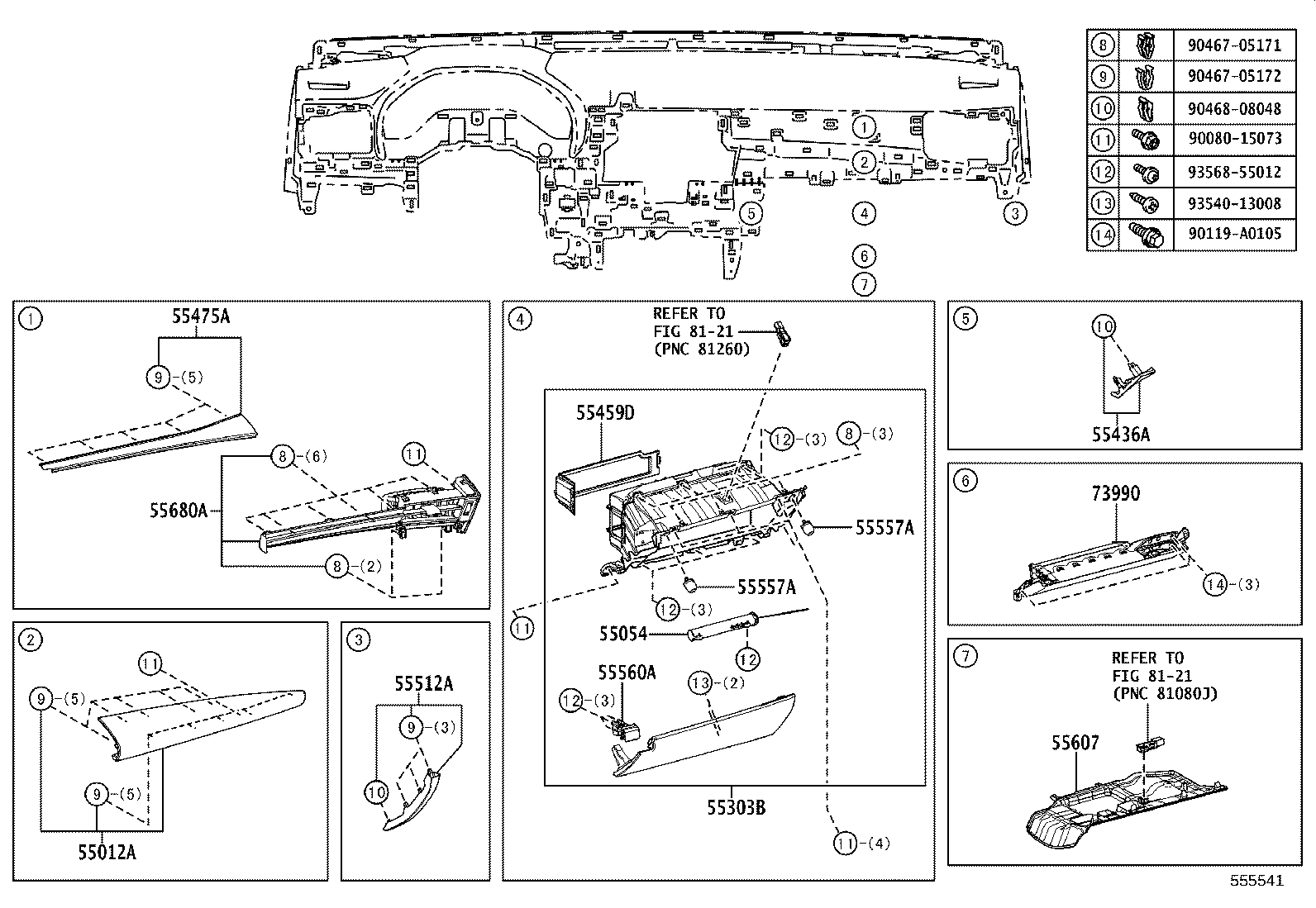 55054-06100 STOPPER SUB-ASSY, GLOVE COMPARTMENT DOOR product image