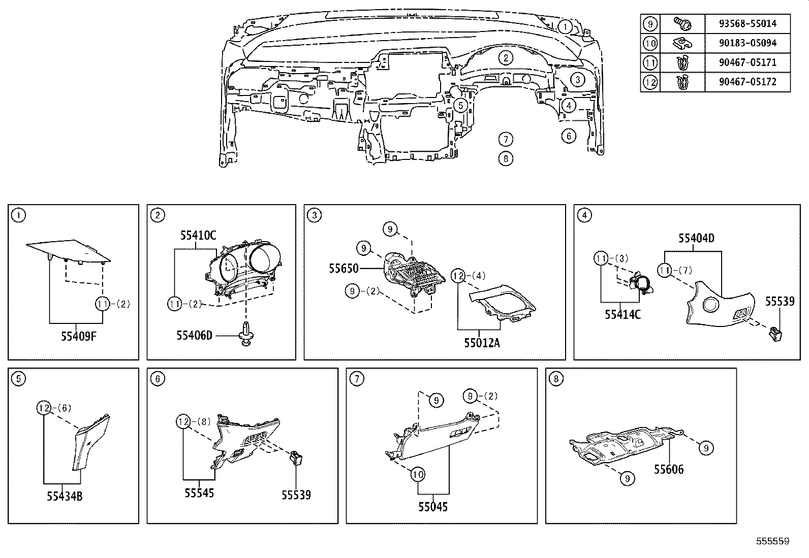 55308-10120 BRACE SUB-ASSY, INSTRUMENT PANEL TO COWL, NO.3 product image