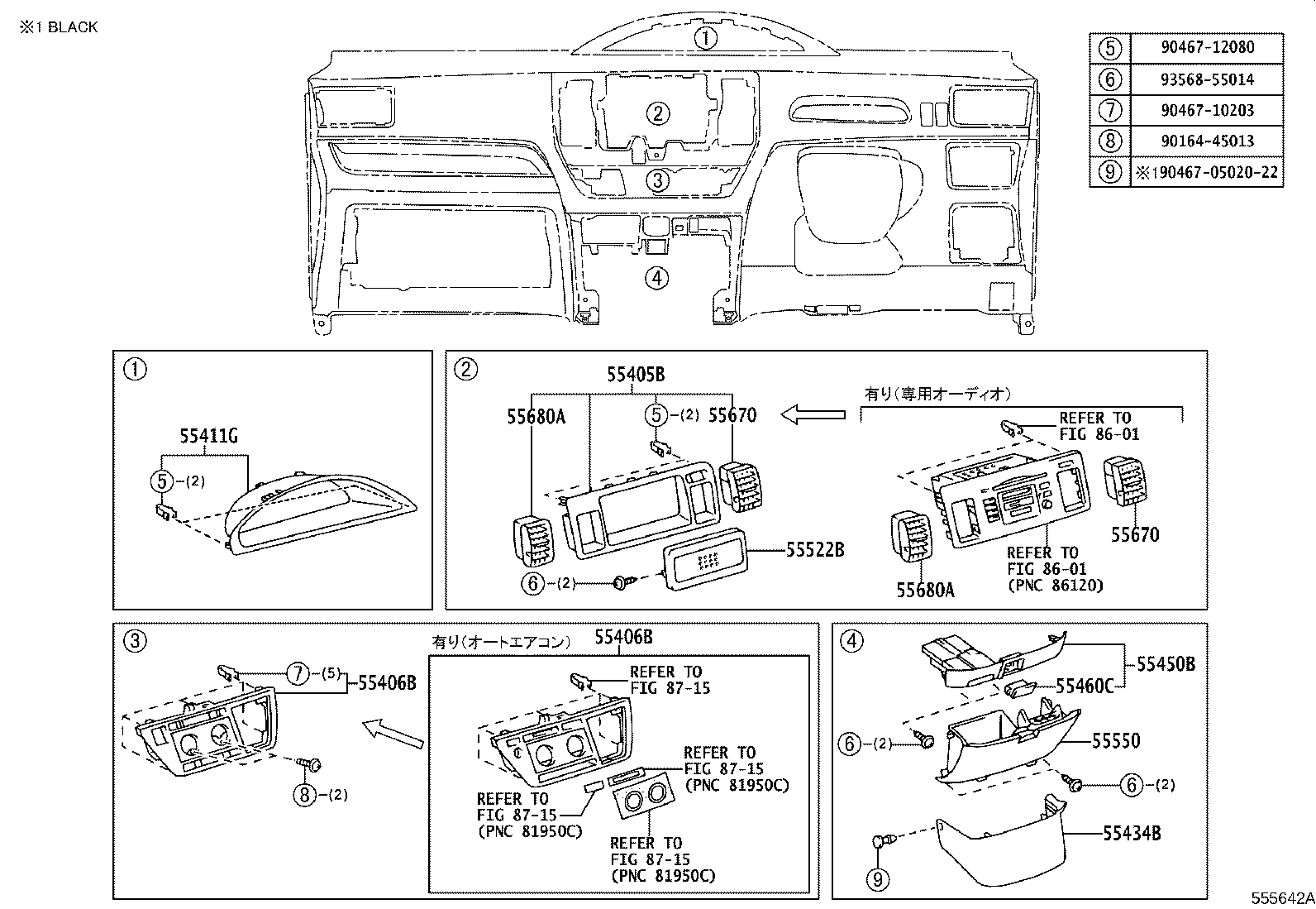55405-46041 PANEL SUB-ASSY, INSTRUMENT CLUSTER FINISH, CENTER product image
