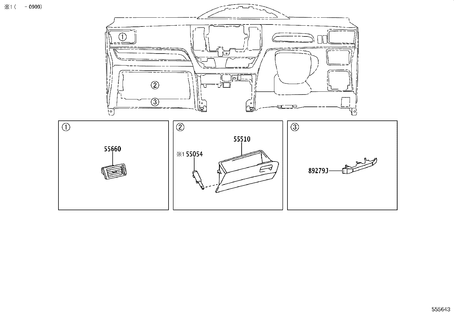 55405-46041 PANEL SUB-ASSY, INSTRUMENT CLUSTER FINISH, CENTER product image