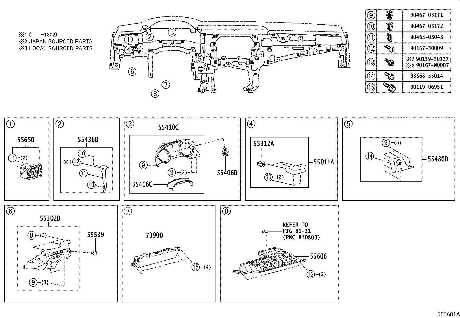 55405-33340 PANEL SUB-ASSY, INSTRUMENT CLUSTER FINISH, CENTER product image