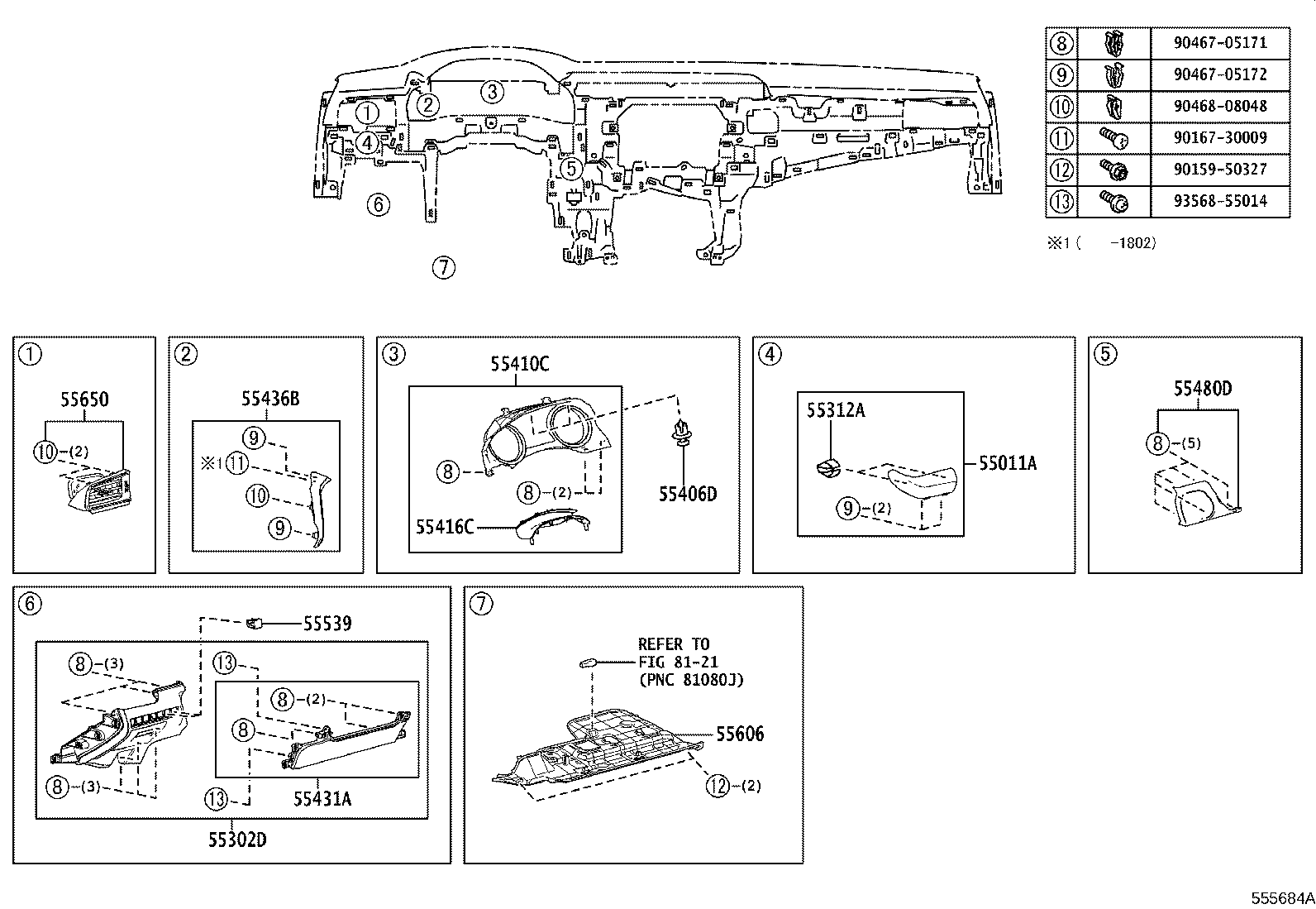 55405-33340 PANEL SUB-ASSY, INSTRUMENT CLUSTER FINISH, CENTER product image