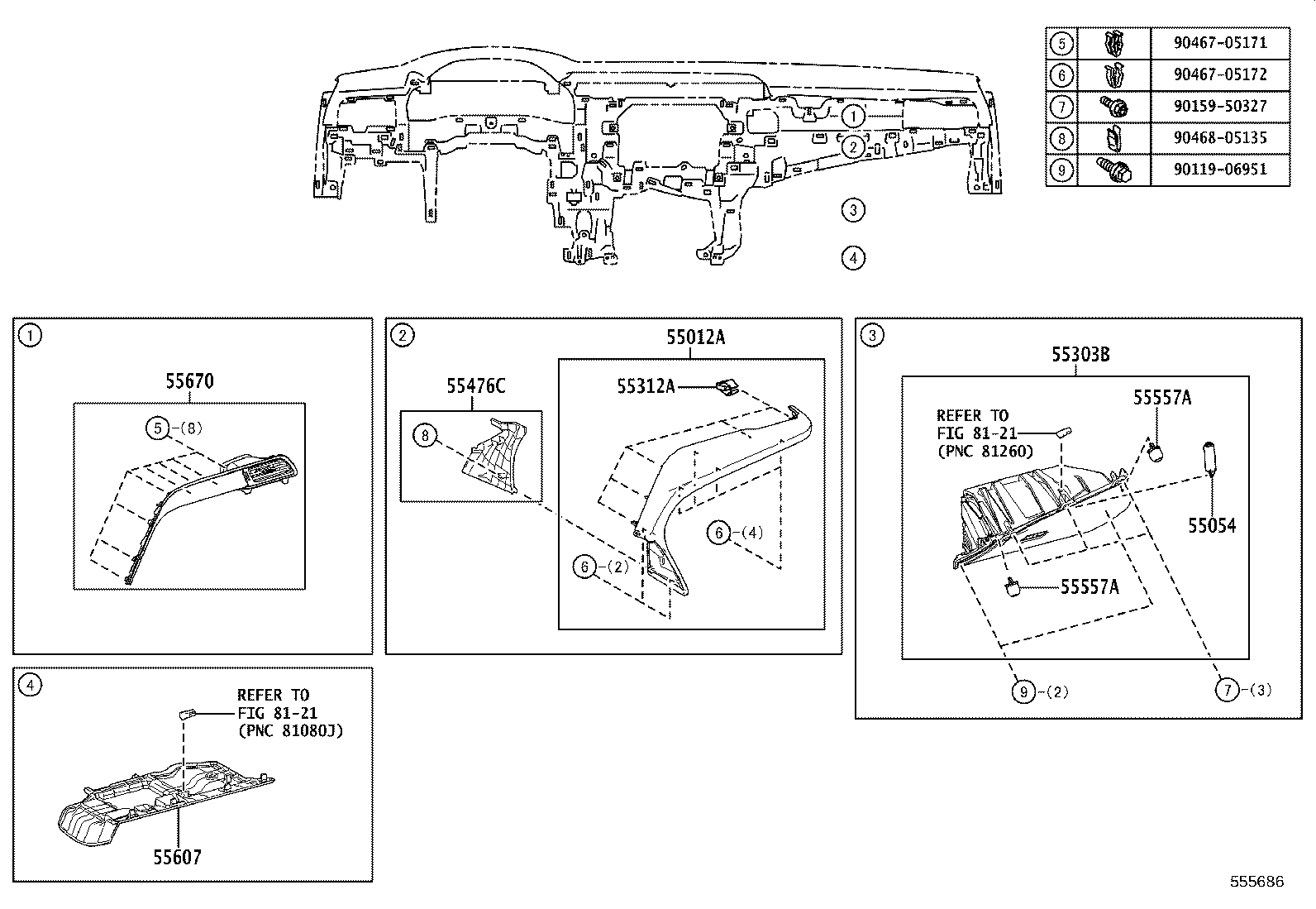 55405-33340 PANEL SUB-ASSY, INSTRUMENT CLUSTER FINISH, CENTER product image
