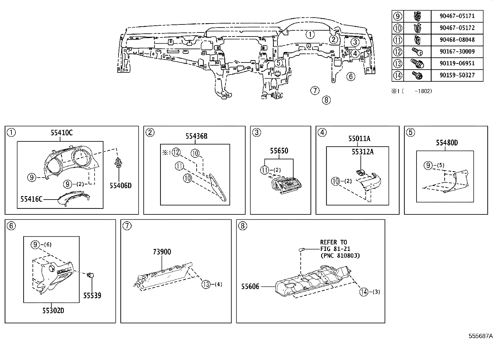 55405-33340 PANEL SUB-ASSY, INSTRUMENT CLUSTER FINISH, CENTER product image